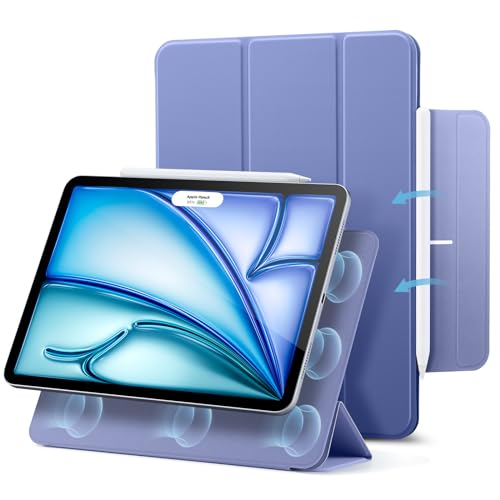ESR Hülle für iPad Air 11 Zoll M2, iPad Air 6/5/4 (2024/2022/2020) 10,9 Zoll, Starke Magnetbefestigung, Trifold Ständerhülle, unterstützt Pencil Pro/USB-C, automatisches Ruhen/Wecken, Lila von ESR