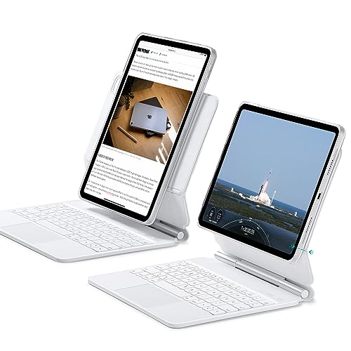 ESR Magnetische Keyboard Hülle, iPad Tastatur Hülle für iPad Pro 11/Air 5/4, magnetischer Ständer, Porträt-/erhöhte Ansichtsmodi, federnde Leuchttasten, Multi-Touch-Trackpad, Rebound-Serie, Weiß von ESR