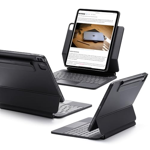 ESR Magnetische Keyboard Hülle, iPad Tastatur Hülle für iPad Pro 12.9 2022, magnetischer Ständer, Porträt-/erhöhte Ansichtsmodi, federnde Leuchttasten, Multi-Touch-Trackpad, Rebound-Serie, Anthrazit von ESR