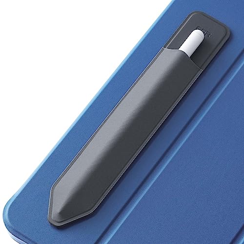 ESR Pencil Case kompatibel mit dem Apple Pencil (1. und 2. Generation) - Elastische Pencil Halter für Stylus Pen [sicherer Pencil Schutz] - Pencil Hülle mit Selbstklebender Rückseite - Dunkelgrau von ESR