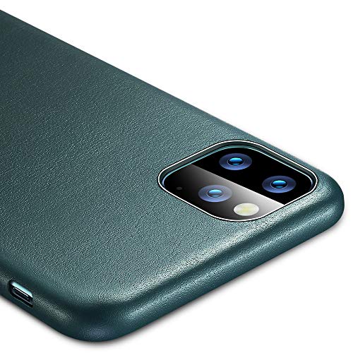 ESR Leder Hülle kompatibel mit iPhone 11 Pro Max-Dünnes leichtes kratzfestes Vollleder Case[unterstützt kabelloses Laden]-Schutzhülle für iPhone 11 Pro Max mit Mikrofaserinnenfutter- Grün von ESR