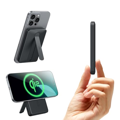 ESR Qi2 Zertifiziertes MagSafe Power Bank, Ständer 5000mAh 15W Schnell Ladendes Tragbares Ladegerät, 1,5cm Ultrakompakte Powerbank, MagSafe Ladegerät mit USB-C Kabel für iPhone 16/15/14/13/12, Schwarz ESR Qi2 Zertifiziertes MagSafe Power Bank, Ständer 5000mAh 15W Schnell Ladendes Tragbares Ladegerät, 1,5cm Ultrakompakte Powerbank, MagSafe Ladegerät mit USB-C Kabel für iPhone 16/15/14/13/12, Schwarz von ESR