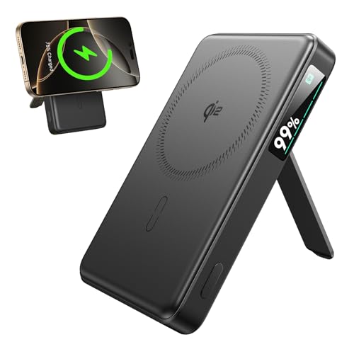 ESR MagSafe Power Bank 10000mAh, Qi2-Zertifizierte Wireless Magnetische Powerbank,15W Ultraschnelles Aufladen mit LED-Display, Tragbares Ladegerät mit USB-C Kabel für iPhone 16/15/14/13/12, Schwarz von ESR