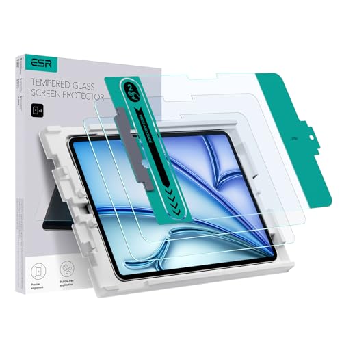 ESR Schutzfolie für iPad Air 11 M2 Zoll (2024), Displayschutzfolie aus gehärtetem Glas mit einfach anzubringender Ablage, kratzfest, HD-Klarheit, 2 Stück von ESR
