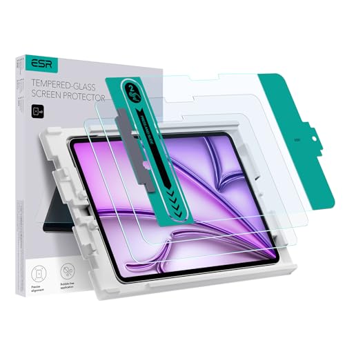 ESR Schutzfolie für iPad Air 13 (2024), Displayschutzfolie aus gehärtetem Glas mit einfach anzubringender Ablage, kratzfest, HD-Klarheit, 2 Stück von ESR