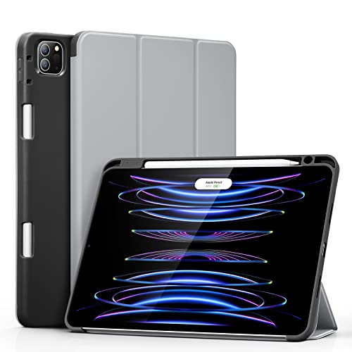 ESR Stift Hülle für iPad Pro 11 Hülle mit Stifthalter (2022/2021/2020/2018), iPad Pro 11 Case (4./3./2./1. Generation), Pencil 2 Unterstützung,Weiche TPU Rückschale, Rebound Serie, Grau von ESR