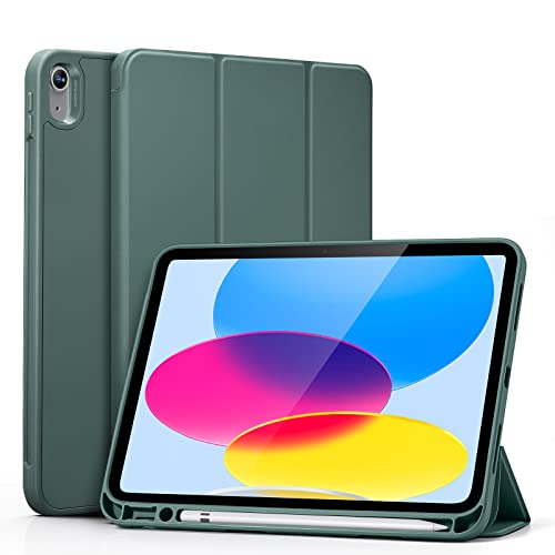 ESR Hülle kompatibel mit iPad 10 Generation 2022 mit Stifthalter, Dual-Winkel Ständer, automatische Ruhe-/Wachfunktion, Grün von ESR