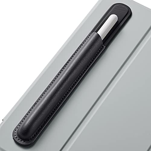 ESR-Stifthalter kompatibel mit Apple Pencil (2./1. Generation), Stifthalter aus veganem Leder für Stylus Pen, sicherer Pencil Schutz, Stifthülle mit selbstklebender Rückseite, Schwarz von ESR