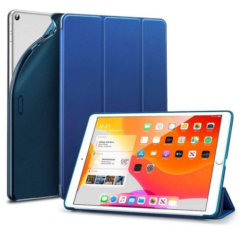 ESR Tablet-Hülle ESR Bleistift Tablet Hülle Tasche kompatibel mit iPad 10.2 2019 Etui Faltbar Smart Sleep Funktion Schutzhülle Blau von ESR