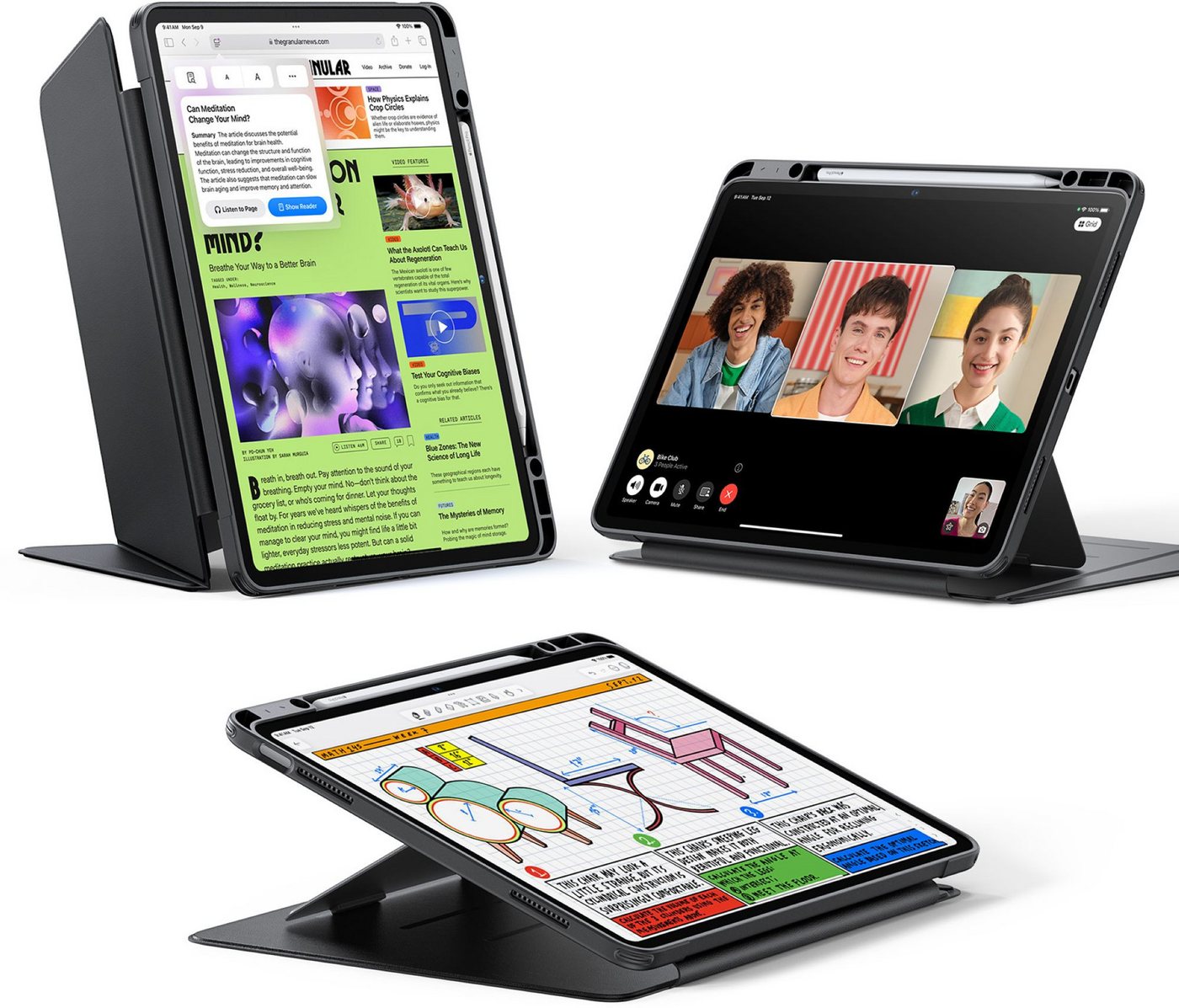 ESR Tablet-Hülle Flip Hybrid Case Apple iPad Air 13" (2025 & 2024) 13", 3 Querformat-Modi, "Wake-/Sleep-" Funktion von ESR