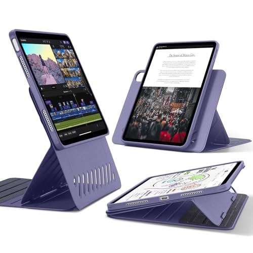 ESR für iPad Air 2022 Hülle, iPad Air 5 Hülle, iPad Air 4 2020, 10,9" Case, abnehmbare magnetische Abdeckung, Verstellbarer Hoch-/Querformatständer mit erhöhter Displayansicht, 9 Standwinkel, Lila von ESR