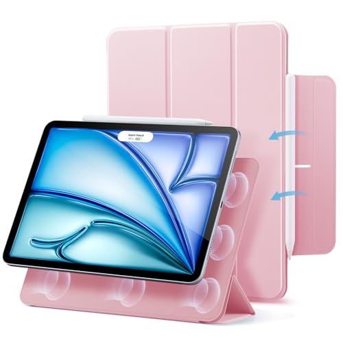 ESR für iPad Air 2022 Hülle Magnetisch, iPad Air 5, 4 2020 und iPad Pro 11 2018 Case, Praktische Magnetanhaftung, Unterstützt Pencil 2, Rebound Hülle, Rosa von ESR
