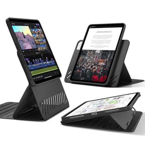 ESR für iPad Pro 11 Hülle (2024, 5. Generation), Drehbare Hülle mit Abnehmbarer Magnetabdeckung, Ständer im Hoch-/Querformat mit erhöhter Displayansicht, 9 Standwinkel, Shift Serie, Schwarz von ESR