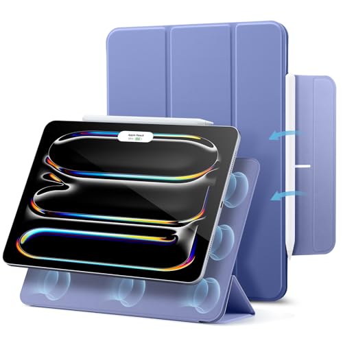 ESR für iPad Pro 11 Zoll Hülle (2024), Magnetbefestigung, dünne dreifach Faltbare Standhülle, unterstützt Pencil Pro/USB-C, automatisches Ruhen/Wecken, langlebiger Schutz, Rebound-Serie, Lila von ESR