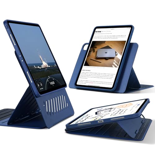 ESR für iPad Pro 12.9 Hülle 2022/2021, iPad Pro 12,9 Zoll Case, abnehmbare magnetische Abdeckung, Verstellbarer Hoch-/Querformatständer mit erhöhter Displayansicht, 9 Standwinkel, Shift-Serie, Blau von ESR
