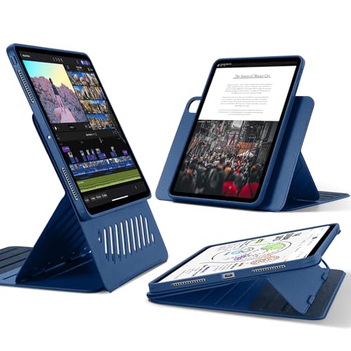 ESR für iPad Pro 13 Hülle (2024), Drehbare Hülle mit Abnehmbarer Magnetabdeckung, Ständer im Hoch-/Querformat mit erhöhter Displayansicht, 9 Standwinkel, Shift Serie, Dunkelblau von ESR
