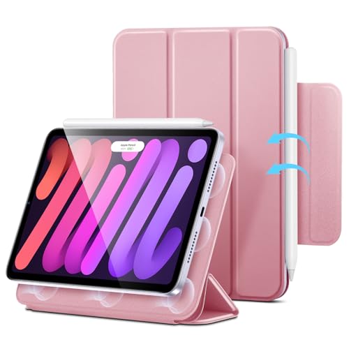 ESR für iPad mini 7 Hülle 2024 A17 Pro, iPad mini 6 Hülle 2021, 8,3 Zoll, dünn, Trifold Zwei Wege Ständer, Starke Magnetbefestigung, langlebiger Schutz, unterstützt Pencil Pro/USB-C, Rosa von ESR