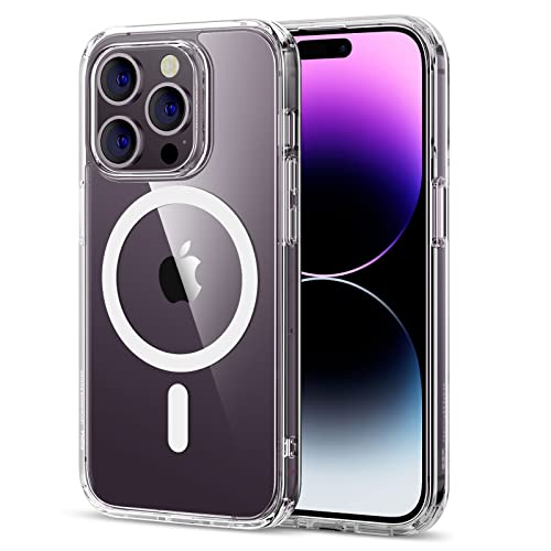 ESR für iPhone 14 Pro Max Hülle, kompatibel mit MagSafe, Classic Hybrid Magnetische mit HaloLock, Militärnorm Sturzschutz Handyhülle, Kratzfeste Rückseite Case, Klar von ESR