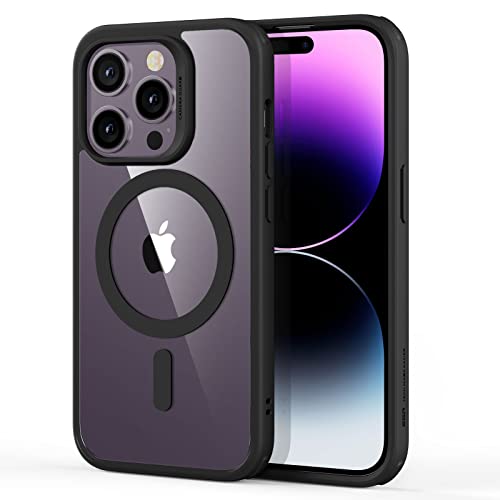 ESR für iPhone 14 Pro Max Hülle, kompatibel mit MagSafe, Classic Hybrid Magnetische mit HaloLock, Militärnorm Sturzschutz Handyhülle, Kratzfeste Rückseite Case, Klares Schwarz von ESR