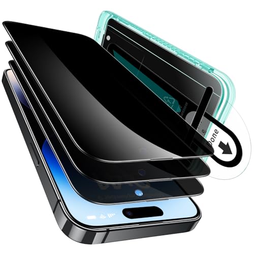 ESR für iPhone 14 Pro für Panzerglas, Displayschutzfolie, 3 Stück, Antispy Sichtschutzfolie aus gehärtetem Glas mit Flawless Fit Ablage, 9H Härte, kratzfest, HD ESR für iPhone 14 Pro für Panzerglas, Displayschutzfolie, 3 Stück, Antispy Sichtschutzfolie aus gehärtetem Glas mit Flawless Fit Ablage, 9H Härte, kratzfest, HD von ESR