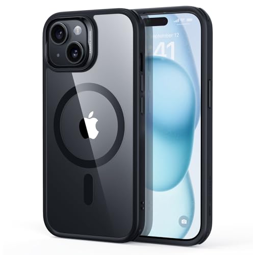 ESR für iPhone 15 Plus Hülle, kompatibel mit MagSafe, Militärnorm Schutz, vergilbungsbeständig, Kratzfeste Rückseite, magnetisches HandyHülle Case für iPhone 15 Plus, Classic Series, Klares Schwarz von ESR