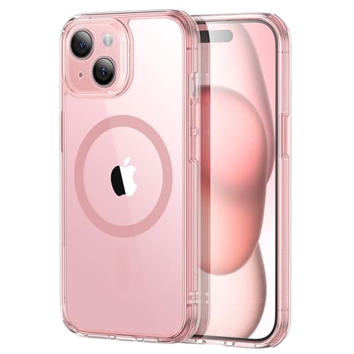 ESR für iPhone 15 Plus Hülle Set (5 in 1), durchscheinende Matte Hülle mit Displayschutzfolie und Kameraschutz, kompatibel mit MagSafe, Militärnorm Schutz, Classic Serie, Mattiertes Rosa von ESR