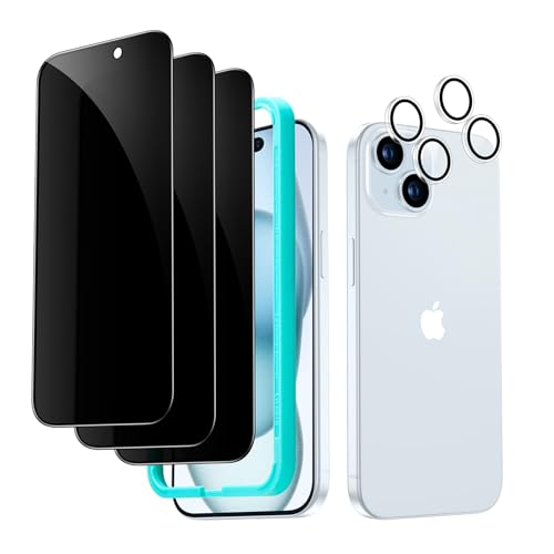ESR für iPhone 15 Plus für Panzerglas Display Sichtschutz Set, Anti Spy Displayschutz aus gehärtetem Glas, mikrogekrümmte Kanten, hüllenfreundlich, 3 Stück mit 2 Sätzen individuellem Kamera Schutz ESR für iPhone 15 Plus für Panzerglas Display Sichtschutz Set, Anti Spy Displayschutz aus gehärtetem Glas, mikrogekrümmte Kanten, hüllenfreundlich, 3 Stück mit 2 Sätzen individuellem Kamera Schutz von ESR