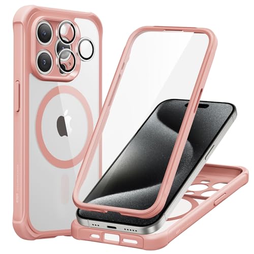 ESR für iPhone 15 Pro Hülle, Kompatibel mit MagSafe, 360 Grad Schutzhülle Stoßfest Militärnorm Magnetische Handyhülle mit Kameraschutz, Klares Rosa ESR für iPhone 15 Pro Hülle, Kompatibel mit MagSafe, 360 Grad Schutzhülle Stoßfest Militärnorm Magnetische Handyhülle mit Kameraschutz, Klares Rosa von ESR