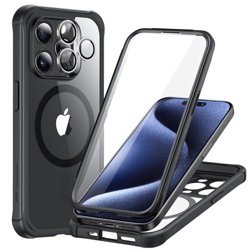 ESR für iPhone 15 Pro Hülle, Kompatibel mit MagSafe, 360 Grad Schutzhülle Stoßfest Militärnorm Magnetische Handyhülle mit Kameraschutz, Klares Schwarz ESR für iPhone 15 Pro Hülle, Kompatibel mit MagSafe, 360 Grad Schutzhülle Stoßfest Militärnorm Magnetische Handyhülle mit Kameraschutz, Klares Schwarz von ESR