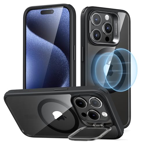 ESR für iPhone 15 Pro Hülle, kompatibel mit MagSafe, Militärnorm Schutzhülle, integrierter Versteck Ständer Handy Case, Kratzfeste Rückseite, Classic Serie, Klares Schwarz ESR für iPhone 15 Pro Hülle, kompatibel mit MagSafe, Militärnorm Schutzhülle, integrierter Versteck Ständer Handy Case, Kratzfeste Rückseite, Classic Serie, Klares Schwarz von ESR