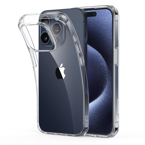 ESR für iPhone 15 Pro Hülle, klares Silikon Case, stoßfeste dünne Abdeckung, vergilbungsbeständige dünne transparente TPU-Handyhülle, Zero Serie, Klar von ESR