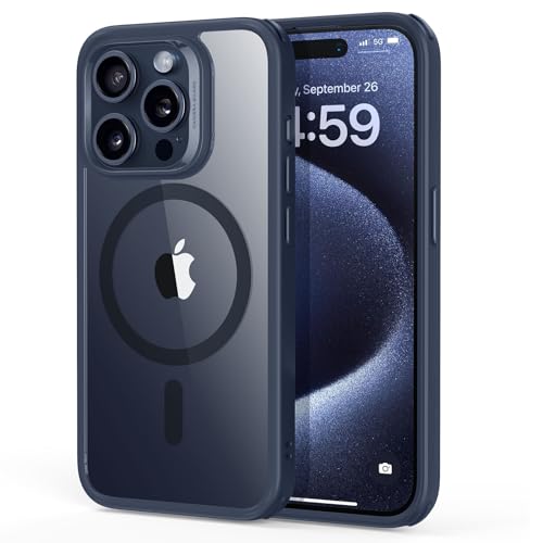 ESR für iPhone 15 Pro Hülle, kompatibel mit MagSafe, Militärnorm Schutz, vergilbungsbeständig, Kratzfeste Rückseite, magnetisches HandyHülle Case für iPhone 15 Pro, Classic Series, Dunkelblau von ESR