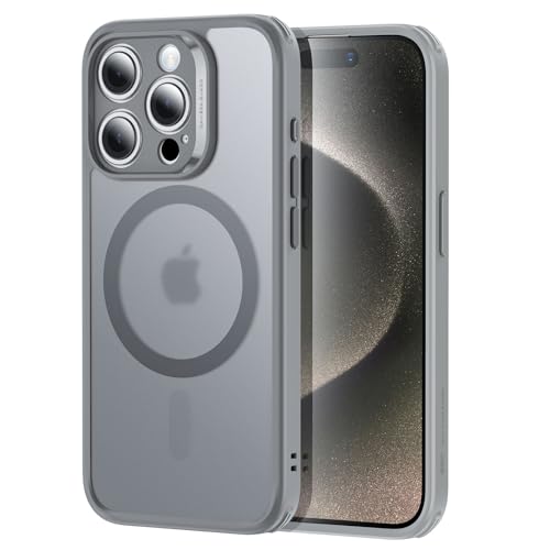 ESR für iPhone 15 Pro Hülle Set (5 in 1), durchscheinende Matte Hülle mit Displayschutzfolie und Kameraschutz, kompatibel mit MagSafe, Militärnorm Schutz, Classic Serie, Mattiertes Grau von ESR