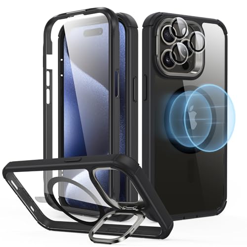 ESR für iPhone 15 Pro Max Hülle, Kompatibel mit MagSafe, 360 Grad Schutzhülle Stoßfest Militärnorm Magnetische Handyhülle mit Kameraschutz Ständer, 2-teilige robuste Hülle, Klares Schwarz ESR für iPhone 15 Pro Max Hülle, Kompatibel mit MagSafe, 360 Grad Schutzhülle Stoßfest Militärnorm Magnetische Handyhülle mit Kameraschutz Ständer, 2-teilige robuste Hülle, Klares Schwarz von ESR