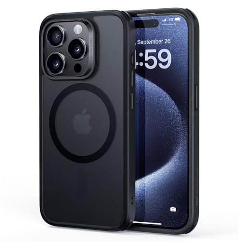 ESR für iPhone 15 Pro Max Hülle, kompatibel mit MagSafe, Militärnorm Schutz, vergilbungsbeständig, Kratzfeste Rückseite, magnetisches HandyHülle Case für iPhone 15 Pro Max, Mattschwarz von ESR