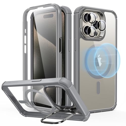 ESR für iPhone 15 Pro Max Hülle, stoßfeste Ganzkörper Kompatibel mit MagSafe, übertrifft militärischen Schutz, magnetische Handyhülle, 2-teilige robuste Hülle mit Ständer, Armor Serie, Klares Grau ESR für iPhone 15 Pro Max Hülle, stoßfeste Ganzkörper Kompatibel mit MagSafe, übertrifft militärischen Schutz, magnetische Handyhülle, 2-teilige robuste Hülle mit Ständer, Armor Serie, Klares Grau von ESR