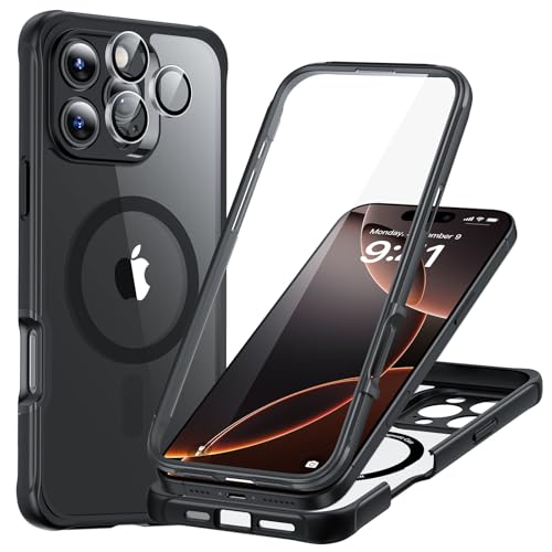 ESR für iPhone 16 Pro Hülle, Kompatibel mit MagSafe, 360 Grad Schutzhülle Stoßfest Militärnorm Magnetische Handyhülle mit Kameraschutz, Klares Schwarz ESR für iPhone 16 Pro Hülle, Kompatibel mit MagSafe, 360 Grad Schutzhülle Stoßfest Militärnorm Magnetische Handyhülle mit Kameraschutz, Klares Schwarz von ESR