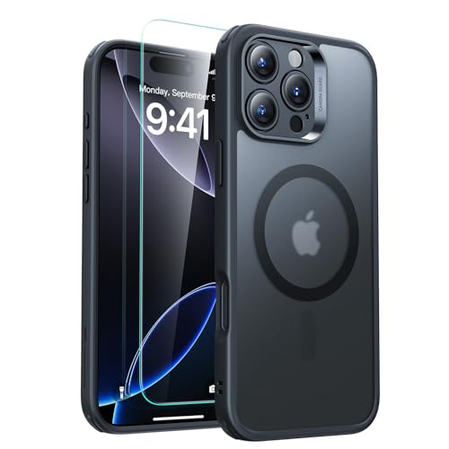 ESR für iPhone 16 Pro Hülle (4 in 1) Set, Transparente Matte Hülle mit Displayschutzfolie, Kompatibel mit MagSafe, Militärnorm Schutz, Classic Serie, Mattiertes Schwarz von ESR
