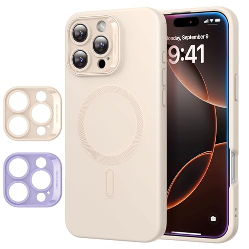 ESR für iPhone 16 Pro Hülle mit MagSafe, unterstützt magnetisches Laden, Glatte dünne Silikonhülle, stoßfest, vollständiger Display Kameraschutz, weiches Mikrofaserfutter, Beige ESR für iPhone 16 Pro Hülle mit MagSafe, unterstützt magnetisches Laden, Glatte dünne Silikonhülle, stoßfest, vollständiger Display Kameraschutz, weiches Mikrofaserfutter, Beige von ESR