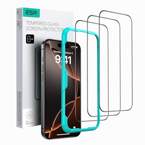 ESR für iPhone 16 Pro für Panzerglas, Displayschutzfolie 3 Stück, gehärtete Glasfolie mit einfachem Befestigungswerkzeug, 9H Härte, Vollbildschirm Schutzfolie iPhone 16 Pro, HD klar, kratzfest ESR für iPhone 16 Pro für Panzerglas, Displayschutzfolie 3 Stück, gehärtete Glasfolie mit einfachem Befestigungswerkzeug, 9H Härte, Vollbildschirm Schutzfolie iPhone 16 Pro, HD klar, kratzfest von ESR
