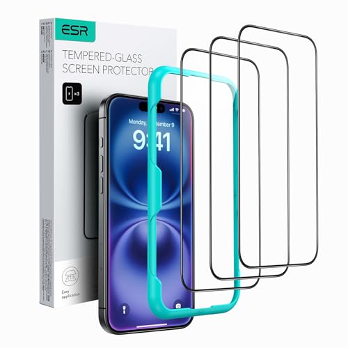 ESR für iPhone 16/iPhone 15 für Panzerglas, Displayschutzfolie 3 Stück, gehärtete Glasfolie mit einfachem Befestigungswerkzeug, 9H Härte, Vollbildschirm Schutzfolie iPhone 16/15, HD klar, kratzfest ESR für iPhone 16/iPhone 15 für Panzerglas, Displayschutzfolie 3 Stück, gehärtete Glasfolie mit einfachem Befestigungswerkzeug, 9H Härte, Vollbildschirm Schutzfolie iPhone 16/15, HD klar, kratzfest von ESR