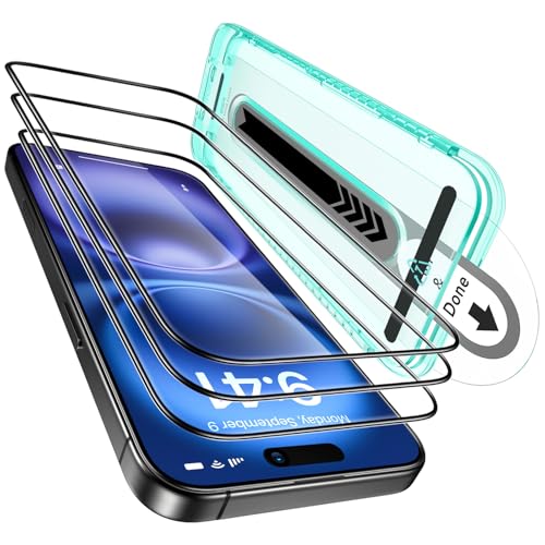 ESR für iPhone 16 Plus/iPhone 15 Plus für Panzerglas, Displayschutzfolie 3 Stück, gehärtete Glasfolie einfachem Befestigungswerkzeug, 9H Härte, Militärgrad bruchsicher, volle Abdeckung, HD klar ESR für iPhone 16 Plus/iPhone 15 Plus für Panzerglas, Displayschutzfolie 3 Stück, gehärtete Glasfolie einfachem Befestigungswerkzeug, 9H Härte, Militärgrad bruchsicher, volle Abdeckung, HD klar von ESR