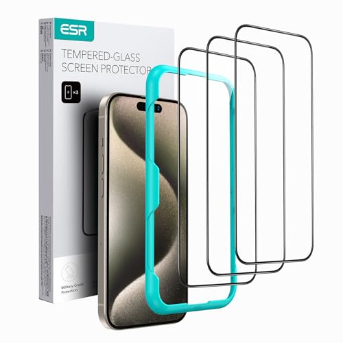 ESR für iPhone 15 Pro Max für Panzerglas, Displayschutzfolie 3 Stück, gehärtete Glasfolie mit einfachem Befestigungswerkzeug, 9H Härte, Vollbildschirm Schutzfolie iPhone 15 Pro Max, HD klar, kratzfest ESR für iPhone 15 Pro Max für Panzerglas, Displayschutzfolie 3 Stück, gehärtete Glasfolie mit einfachem Befestigungswerkzeug, 9H Härte, Vollbildschirm Schutzfolie iPhone 15 Pro Max, HD klar, kratzfest von ESR