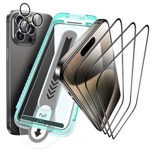 ESR iPhone 15 Pro Max für Panzerglas, Armorite Displayschutzfolien-Set, extrem Robustes gehärtetes Glas, Rahmen für einfache Anbringung, 3 Stück mit 1 Satz individuellem Kamera Schutz ESR iPhone 15 Pro Max für Panzerglas, Armorite Displayschutzfolien-Set, extrem Robustes gehärtetes Glas, Rahmen für einfache Anbringung, 3 Stück mit 1 Satz individuellem Kamera Schutz von ESR