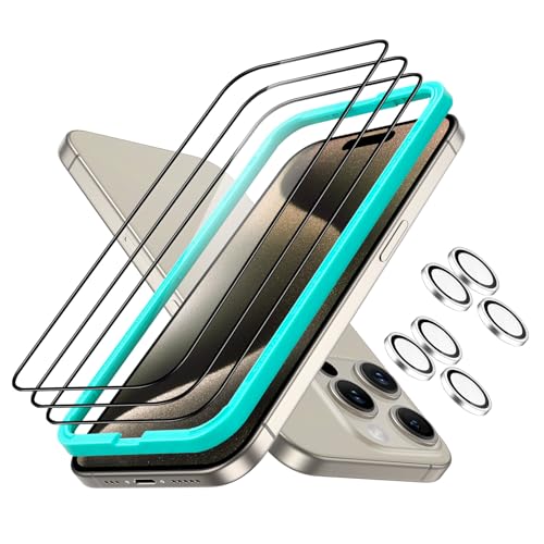 ESR iPhone 15 Pro für Panzerglas, Armorite Displayschutzfolien-Set, extrem Robustes gehärtetes Glas, Rahmen für einfache Anbringung, 3 Stück mit 2 Sätze individuellem Kamera Schutz ESR iPhone 15 Pro für Panzerglas, Armorite Displayschutzfolien-Set, extrem Robustes gehärtetes Glas, Rahmen für einfache Anbringung, 3 Stück mit 2 Sätze individuellem Kamera Schutz von ESR