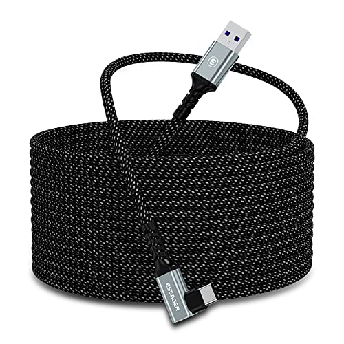ESSAGER Link Kabel 5M USB 3.2 Gen1 Kompatibel mit Meta/Oculus Quest 2 Zubehör und PC/Steam VR, Schnelle Geschwindigkeit PC Datenübertragung, USB C Kabel für VR Headset und Gaming PC von ESSAGER