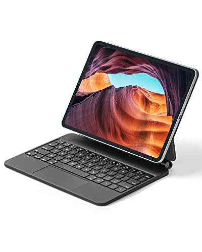 ESSAGER QWERTY-Tastatur für 11" iPad Pro 4/3/2/1, iPad Air 5/4, Bluetooth-Verbindung Tastatur, 7 Farbige Hintergrundbeleuchtung Multi-Touch-Trackpad iPad-Hülle mit Magic-Stand für Air 10,9"(Schwarz) von ESSAGER