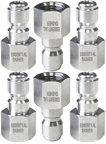 Essential Washer Edelstahl ¼ Zoll Stecker NPT | Hochdruckreiniger Schnellverbindungsbeschläge | 5000 PSI | 6 Stück Essential Washer Edelstahl ¼ Zoll Stecker NPT | Hochdruckreiniger Schnellverbindungsbeschläge | 5000 PSI | 6 Stück von ESSENTIAL WASHER