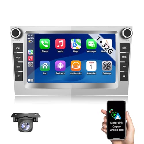 ESSGOO 1+32G Android 14 Drahtloses Carplay und Android Auto Autoradio Für Opel Corsa C/D Zafira B Astra H Zafira b Meriva Vivaro Signum Combo mit 7 Zoll Touchscreen Bluetooth FM GPS WIFI Silber+Kamera ESSGOO 1+32G Android 14 Drahtloses Carplay und Android Auto Autoradio Für Opel Corsa C/D Zafira B Astra H Zafira b Meriva Vivaro Signum Combo mit 7 Zoll Touchscreen Bluetooth FM GPS WIFI Silber+Kamera von ESSGOO