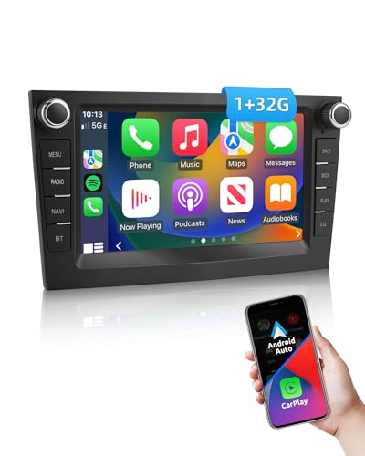 ESSGOO 1+32G Drahtloses Autoradio und Android Auto Bluetooth CarPlay Für Vauxhall Opel Corsa C/D Zafira B Astra G/H Meriva Vivaro Combo Signum mit 7 Zoll Touchscreen FM RDS GPS WiFi Silber von ESSGOO